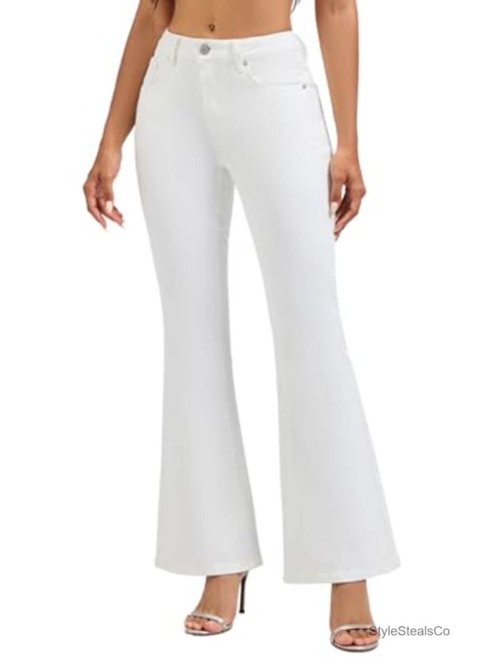 Women's Flare Bell Bottom Jeans Mid Low Rise Slim Fit Stretch Denim Bootcut